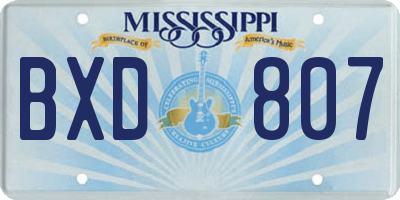 MS license plate BXD807