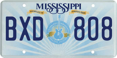 MS license plate BXD808