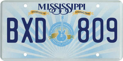 MS license plate BXD809