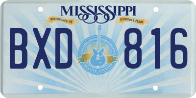 MS license plate BXD816