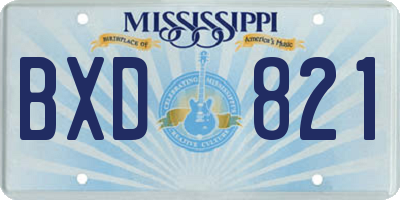 MS license plate BXD821