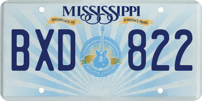 MS license plate BXD822