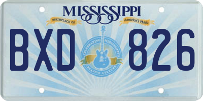 MS license plate BXD826