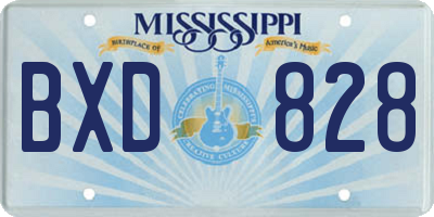MS license plate BXD828