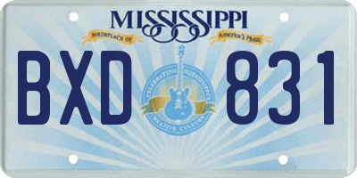 MS license plate BXD831