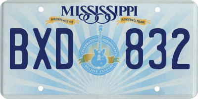 MS license plate BXD832