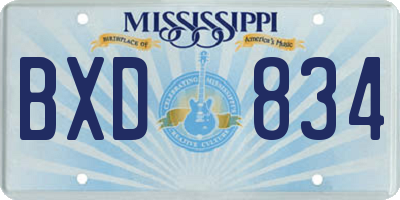 MS license plate BXD834