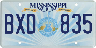 MS license plate BXD835