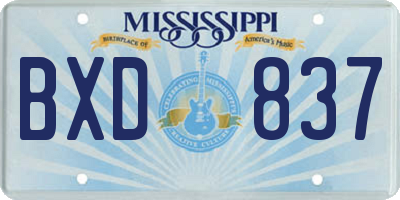 MS license plate BXD837