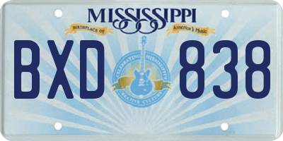 MS license plate BXD838