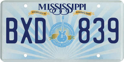 MS license plate BXD839