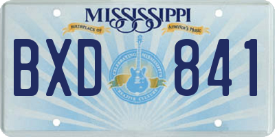 MS license plate BXD841