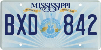 MS license plate BXD842