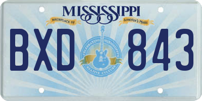 MS license plate BXD843