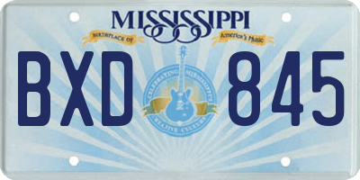 MS license plate BXD845