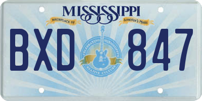MS license plate BXD847