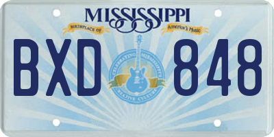 MS license plate BXD848