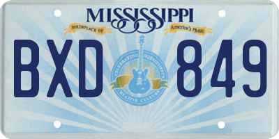 MS license plate BXD849