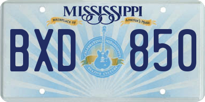 MS license plate BXD850