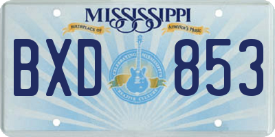 MS license plate BXD853