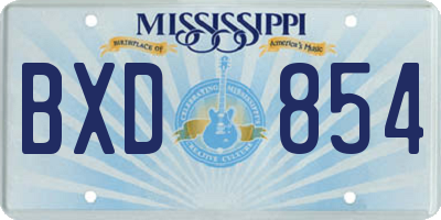 MS license plate BXD854