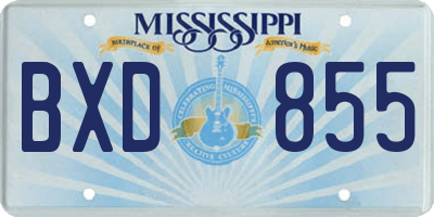 MS license plate BXD855