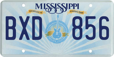 MS license plate BXD856