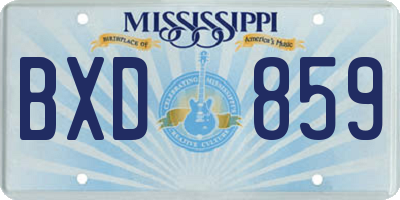 MS license plate BXD859