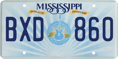 MS license plate BXD860
