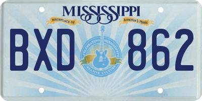 MS license plate BXD862