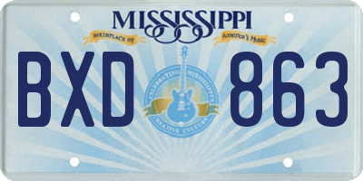 MS license plate BXD863