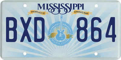 MS license plate BXD864