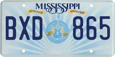 MS license plate BXD865