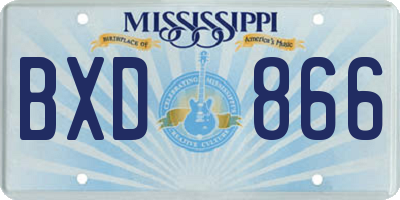 MS license plate BXD866