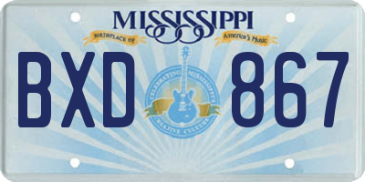 MS license plate BXD867
