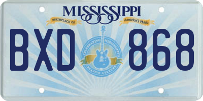 MS license plate BXD868