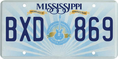 MS license plate BXD869