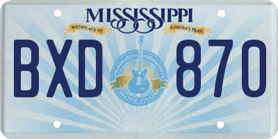 MS license plate BXD870