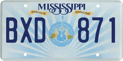 MS license plate BXD871