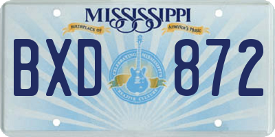 MS license plate BXD872