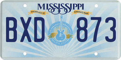 MS license plate BXD873