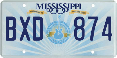 MS license plate BXD874
