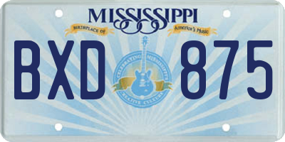 MS license plate BXD875