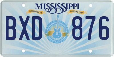 MS license plate BXD876