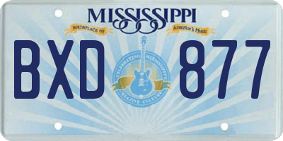 MS license plate BXD877