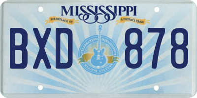 MS license plate BXD878