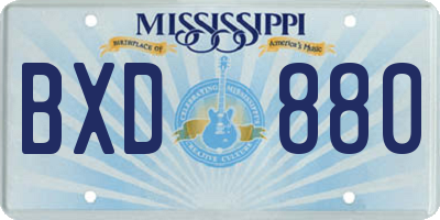 MS license plate BXD880