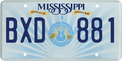 MS license plate BXD881