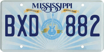 MS license plate BXD882
