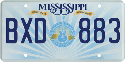 MS license plate BXD883